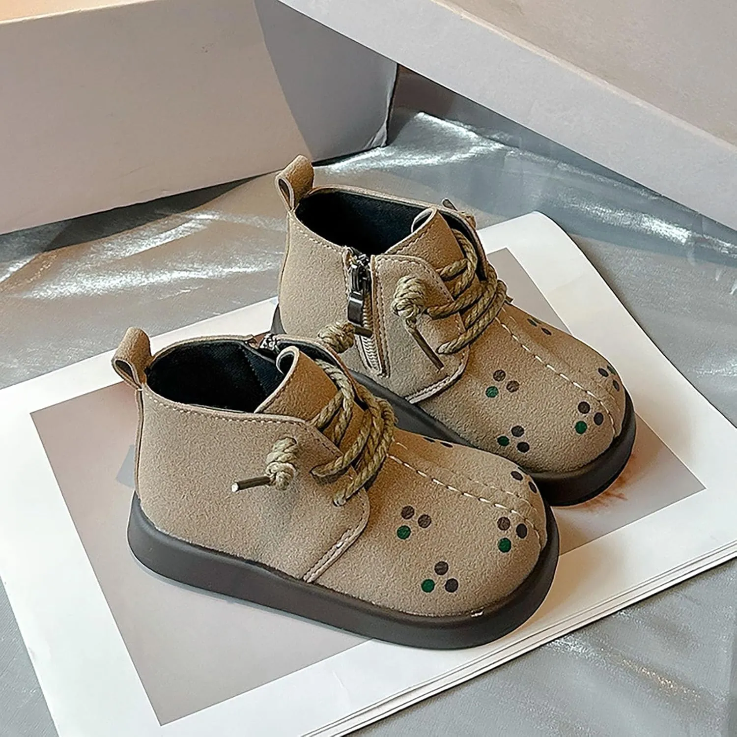 Retro Cowboy Girls Ankle Shoes Fashion Solid Color Lace-up Short Boots Non Slip Breathable Fashion Riding Shoes