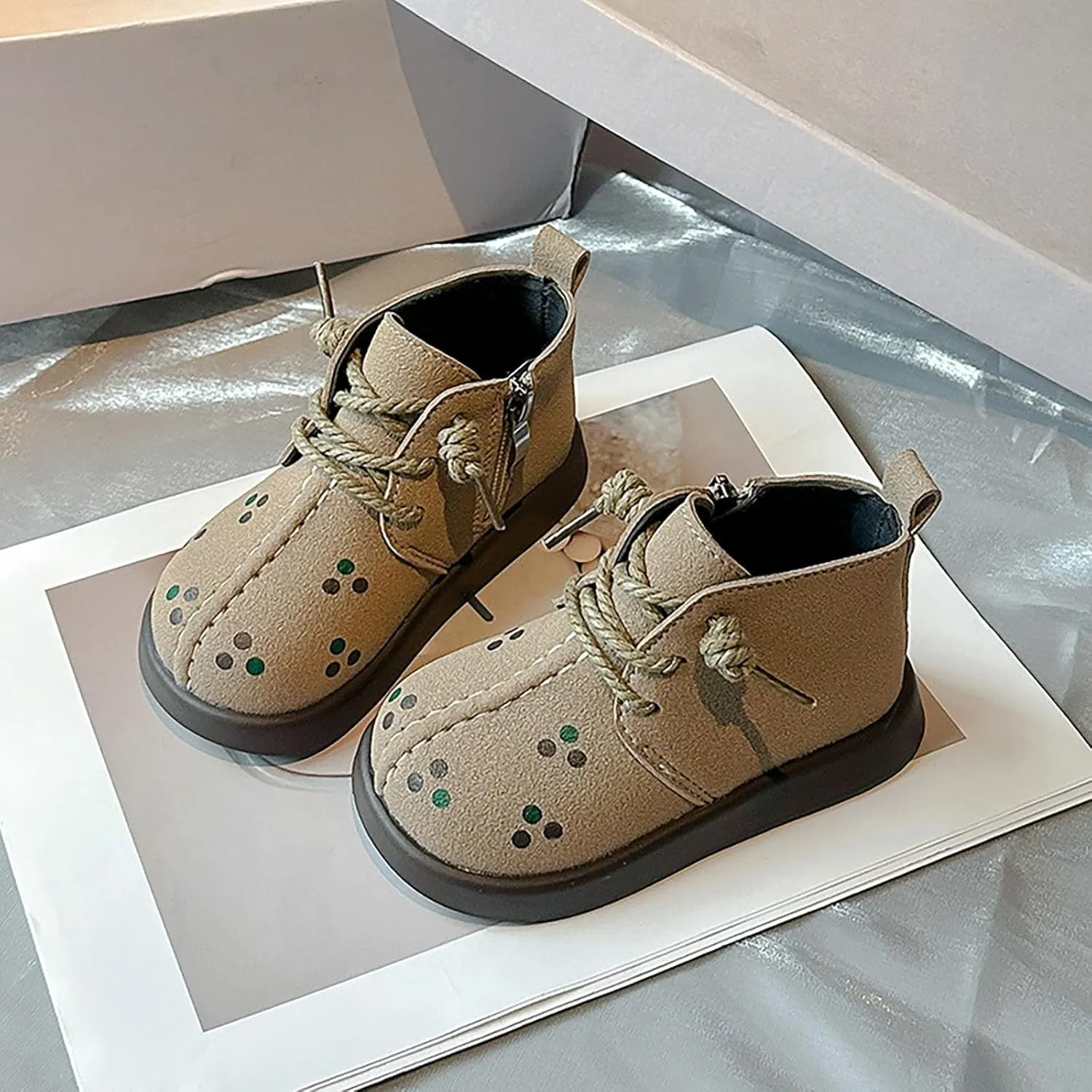 Retro Cowboy Girls Ankle Shoes Fashion Solid Color Lace-up Short Boots Non Slip Breathable Fashion Riding Shoes