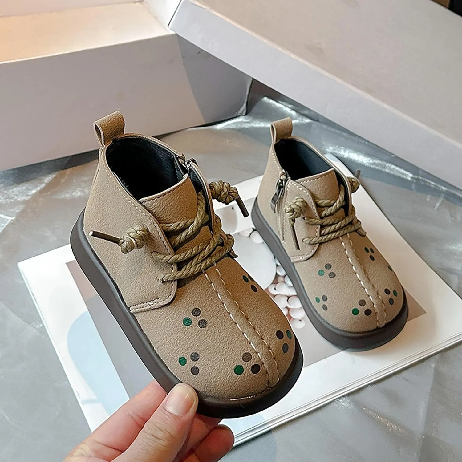 Retro Cowboy Girls Ankle Shoes Fashion Solid Color Lace-up Short Boots Non Slip Breathable Fashion Riding Shoes
