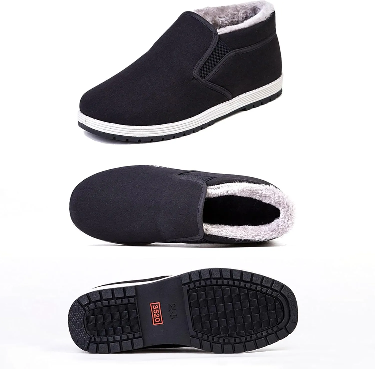Snow Shoes For Men Low Top Ankle Booties Wide Calf Platform Boots Non-Slip Winter Walking Shoes For Men