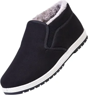 Snow Shoes For Men Low Top Ankle Booties Wide Calf Platform Boots Non-Slip Winter Walking Shoes For Men