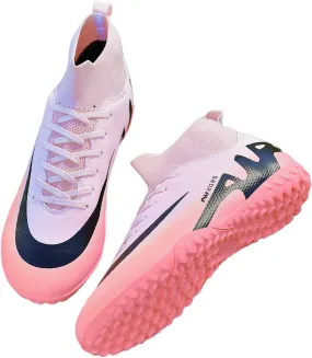 Turf Mens High-Top Soccer Cleats Womens Football Shoes for Boys Girls Beginners Lightweight Youth Professional Indoor Outdoor Black Purple Pink Beige