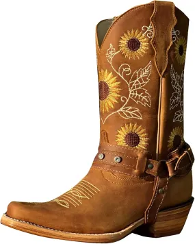 Western Boots Women Stitched Pointed Toe Vintage Chunky Low Heel Mid Calf Boots Womens Booties and Ankle Boots