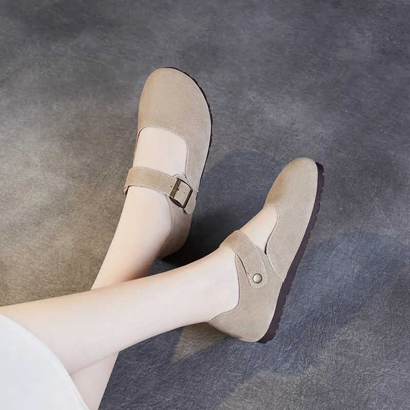 Women Retro Suede Flat Minimalism Casual Shoes