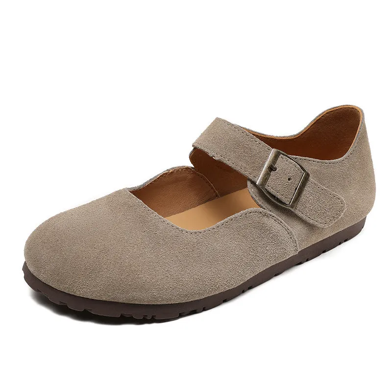Women Retro Suede Flat Minimalism Casual Shoes