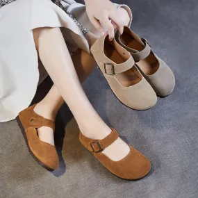 Women Retro Suede Flat Minimalism Casual Shoes