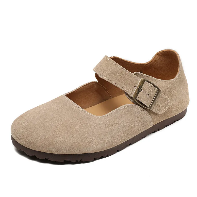 Women Retro Suede Flat Minimalism Casual Shoes