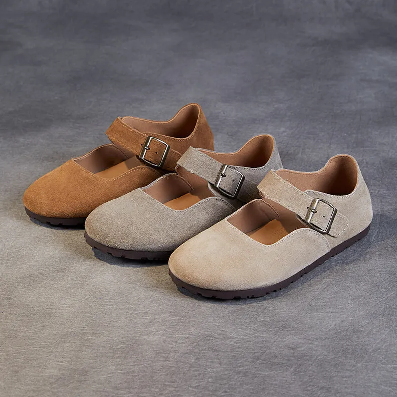 Women Retro Suede Flat Minimalism Casual Shoes