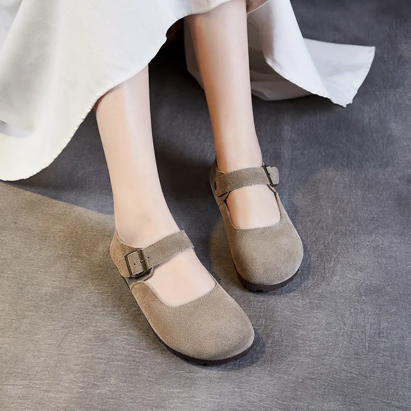 Women Retro Suede Flat Minimalism Casual Shoes