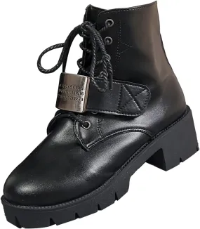 Womens Goth Chunky Ankle Boots Platform Bottom Chunky High Heel Lace Up Combat Boots Punk Short Mid Calf Booties