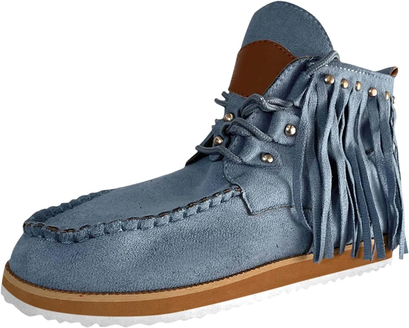 Women's Suede Cowboy Boots Flat Fringe Boots Short Western Boots Moccasin Ankle Boots Hippie Boots Tassel Boots