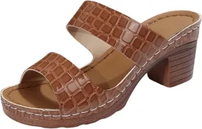 Women's Summer Slide Sandals Open Toe Mid Heel Comfortable Casual Flip Flops for Daily Wear Vacation Beach Outings with Jeans
